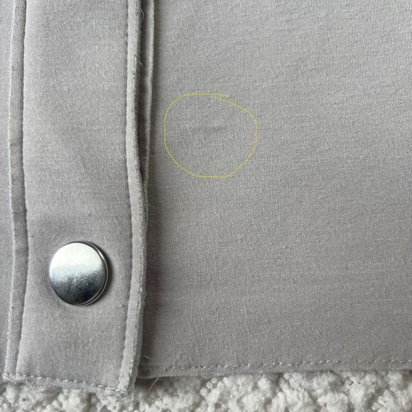 Carolina Belle Greige Oversized Crop Snap Stretch Comfy Blazer Jacket Size M - Picture 8 of 9